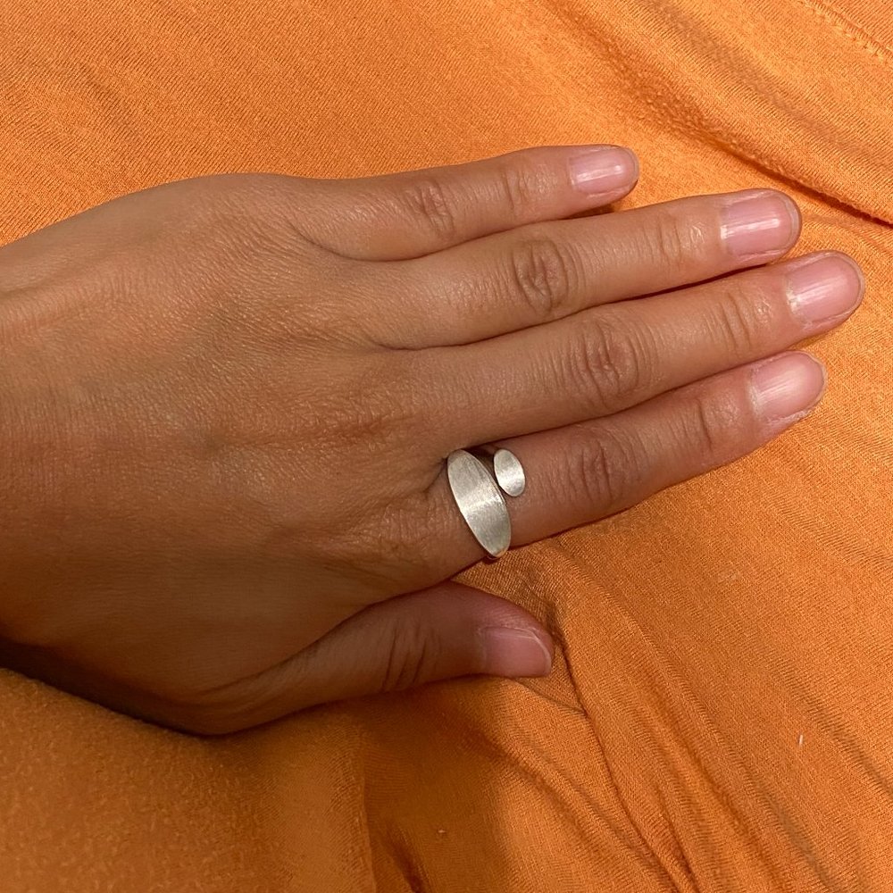 Silver Adjustable Oval Double Ring - image 4